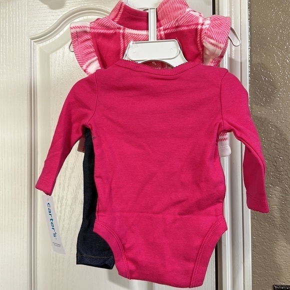 CARTERS Barbie Pink Baby Girl 3-Piece  Little Vest Jeans Set Valentines Day - Picture 8 of 11